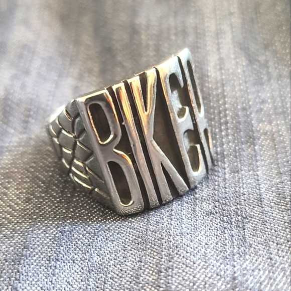 Biker Ring, Silver Stainless Steel - Picture 2 of 7